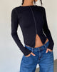 Bild von Fenrin Langärmeliges Schmetterlings-Jersey-Top in Schwarz