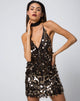 Bild von Finn Slip Dress in Schwarz und Gold Speckle Pailletten