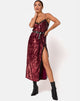 Image of Fitilia Kleid in Burgund Mini Pailletten mit schwarzer Spitze