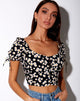 Bild von Flaba Crop Top in Mini Daisy Schwarz