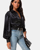 Image of Frantic Langarmbluse aus Satin Schwarz