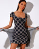 Image of Galaca Minikleid in 20er Jahre Karo Schwarz und Grau