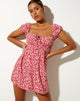 Image of Galova Minikleid in Ditsy Butterfly Pfirsich und Rot