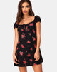 Image of Gaval Minikleid in Soi Rose Schwarz und Rot
