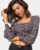 Bild von Gazalo Cropped Top in Ditsy Rose Schwarz