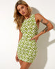 Image of Gele Minikleid in Patchwork Daisy Grün