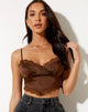 Image of Gemlou Cami Top in Satin Braun