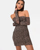 Image of Geneva Bodycon Kleid aus Tigernetz Tan