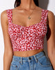 Bild von Gladis Vest Crop Top in Ditsy Butterfly Pfirsich und Rot