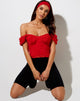 Bild von Glasty Crop Top aus rotem Mesh Red Heart Flock