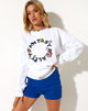 Bild von Glo Sweatshirt in Weiß Fantasy Reality Mix Druck und Stickerei