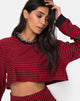 Image of Goce Crop Top in Mini Stripe Rot und Schwarz