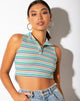 Image of Raco Crop Top in Rippe Grün Lila und Gelb