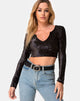 Image of Guan Crop Top aus Samt Schwarz
