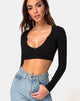 Image of Guan Crop Top in Rippe Schwarz