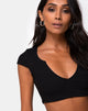 Bild von Guanna Crop Top in Rippe Schwarz
