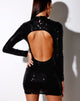 Image of Guedra Minikleid aus Drapierung Pailletten Schwarz