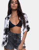 Image of Hawaii-Hemd in Mono Tie Dye Schwarz und Weiß