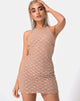 Image of Hedi Bodycon Kleid aus gekreuztem Glitzernetz Tan