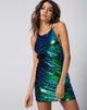 Image of Hedi Kleid in Fischschuppen Pailletten Grün Schillernd