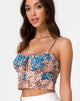 Image of Hema Top in Dschungelblume Blau und Creme