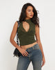 Bild von Herti Top in Khaki mit gemischter Tierflocke