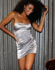 Image of Kozue Kleid aus Satin Icy Silver