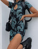 Image of Marlin Bodycon Kleid in Drachenblume Schwarz und Mint