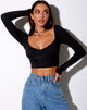 Image of Inalo Crop Top aus Rippe Schwarz