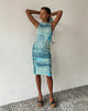 Bild von MOTEL X JACQUIE Indie Midikleid in Mesh Grün und Blau Abstrakte Pinsel