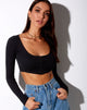 Bild von Ineke Crop Top in Rippe Schwarz