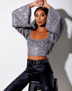 Bild von Ireny Crop Top in Drape Pailletten Silber