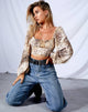 Image of Irene Langarm-Top in Crinkle Sand Leopard