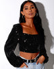 Bild von Irene Crop Top aus Drape Pailletten Schwarz