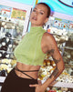 Image of Ivy Vest Top in Rib Leaf Green mit elfenbeinfarbenen Nähten