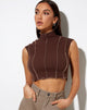 Image of Ivy Vest Top in tiefem Mahagoni mit hellbrauner Naht