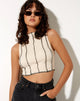 Image of Ivy Vest Top in Rib Ecru mit schwarzen Nähten