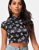 Image of Jakina Crop Top in Schwarz Schmetterlingsflock