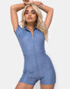 Image of Kajoon Spielanzug aus blauem Denim Hot Fix