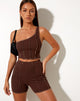 Image of Kala Short in Rib Deep Mahogany mit braunen Nähten
