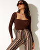 Image of Gya Langarm-Top in Knit Chocolate