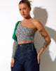Image of Karine Crop Top in Optic Square Schwarz und Weiß