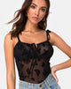 Image of Karmin Mieder aus Mesh Schwarz Schmetterlingsflock