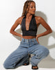 Bild von Keiza Crop Top in Satin Schwarz
