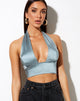 Bild von Keiza Crop Top aus Satin Silber Blau