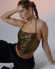 Abbildung von Ketida Crop Top in Drape Pailletten Kupfer