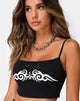 Bild von Kini Crop Top in Schwarz mit weißer Tribal-Plazierung