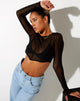 Image of Kisel Crop Top aus Mesh Schwarz