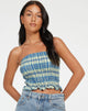Image of Kiyo Bandeau Top in Colourpop Karo Grün und Blau