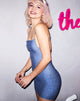 Image of Kozue Kleid aus blauem Denim Hot Fix